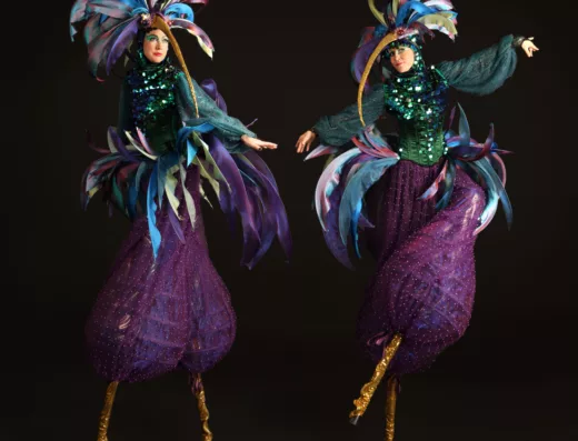 Blue Hummingbird Stilt Walkers